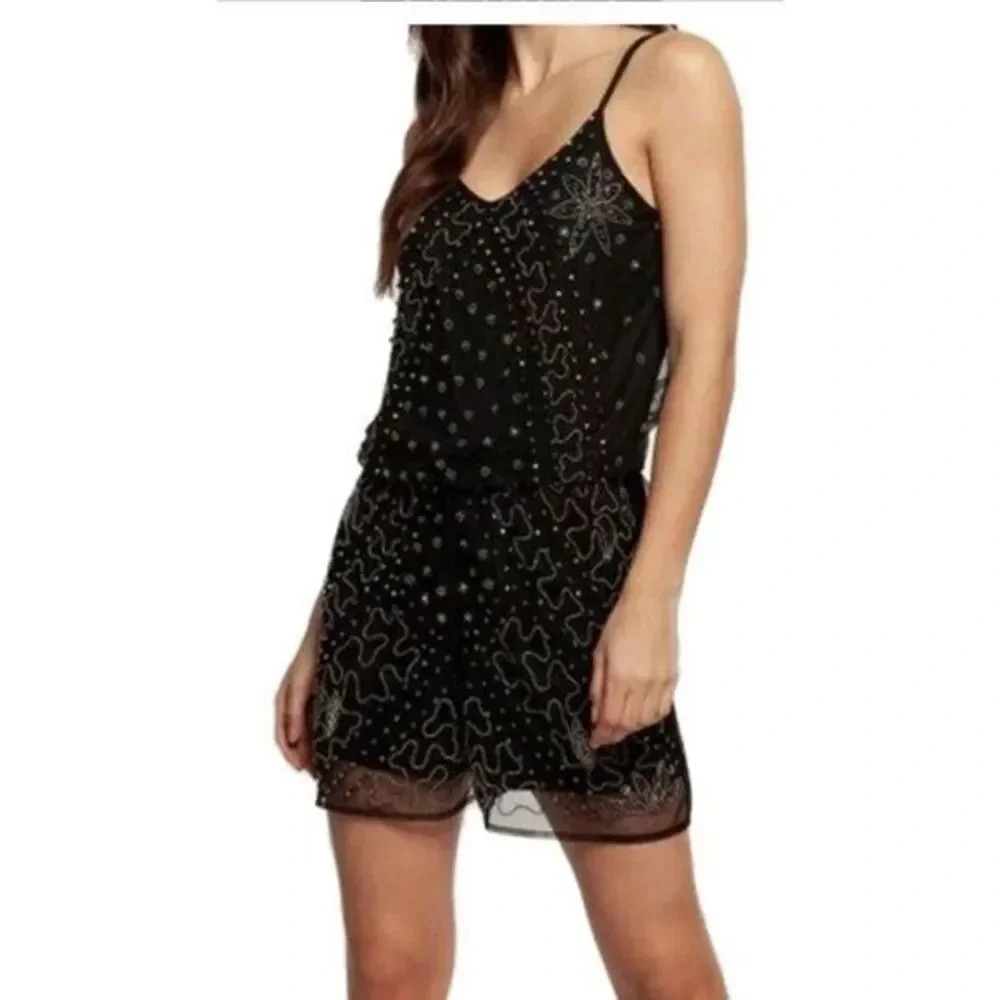 Dex Black Embellished Romper/Jumpsuit